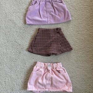Zara Kids Girls Pink and Purple Skirt and Plaid Skort Bundle 2-3 Years
